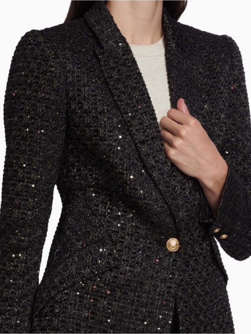 Lagence 🖤 Chamberlain Sequin Tweed Blazer - Picture 10 of 12